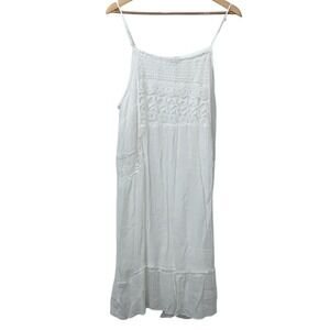 Avenue White Lace Crochet‎ Trim Spaghetti Strap Boho Dress Plus Size 22/24